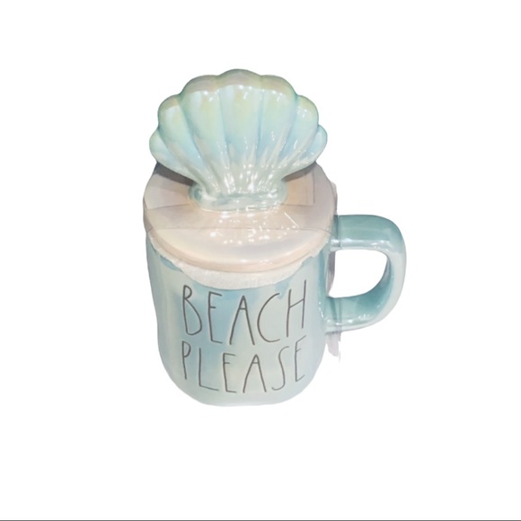🆕Rae Dunn | ‘BEACH PLEASE’ Mug with Seashell Topper - Picture 7 of 16